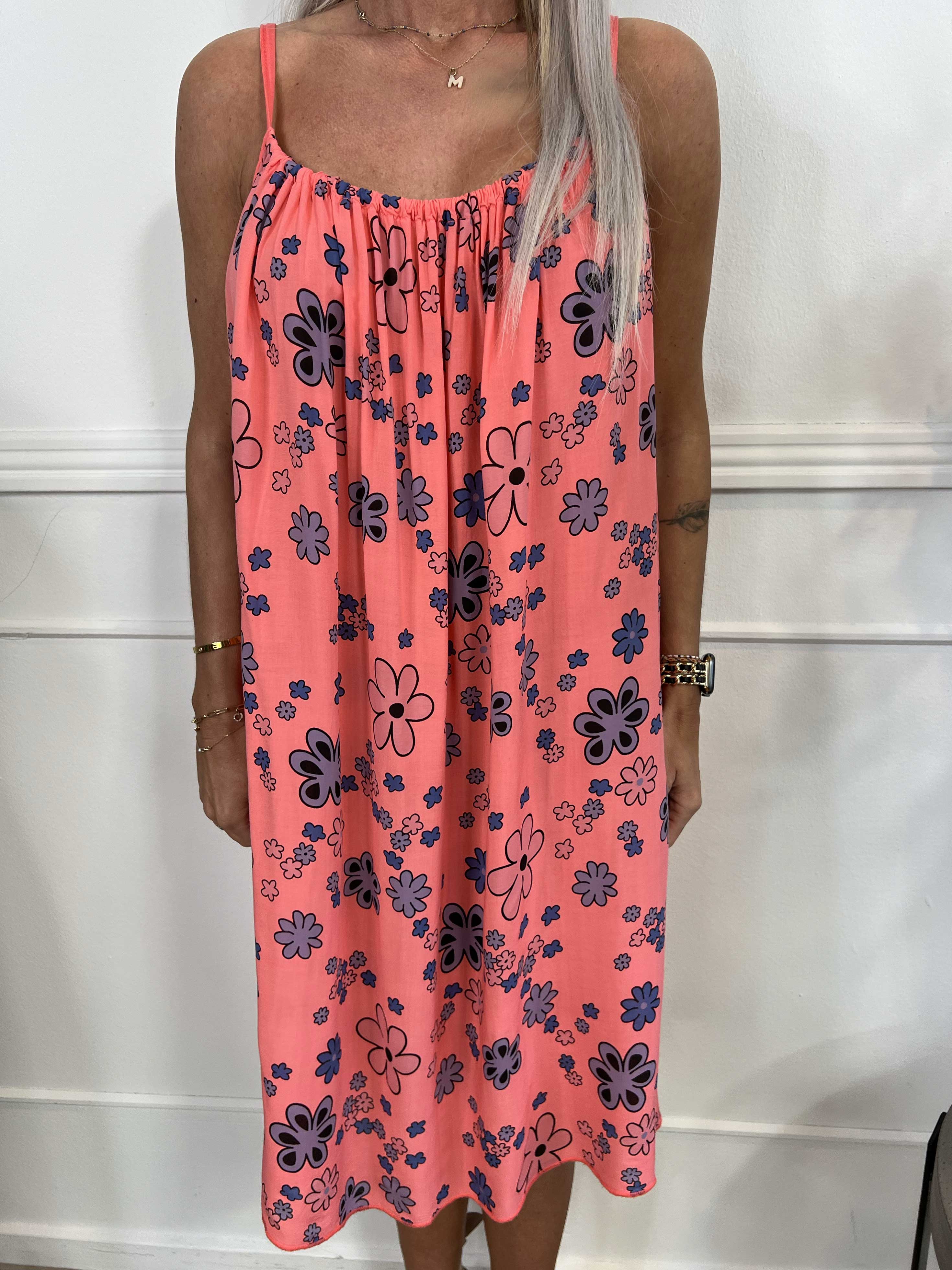 Sunshines Flower - Let kjole i viskose med blomsterprint